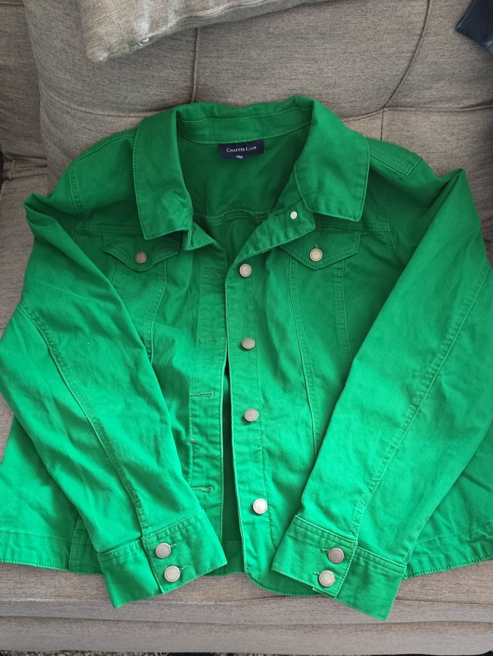 Charter Club Vibrant Green Denim Jacket